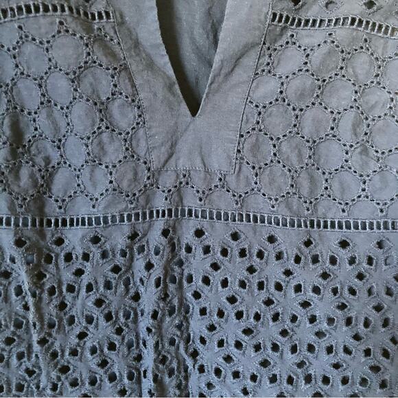 Banana Republic Factory Navy Blue Embroidered Sheath Eyelet Dress Size 2 Petite - Picture 6 of 7